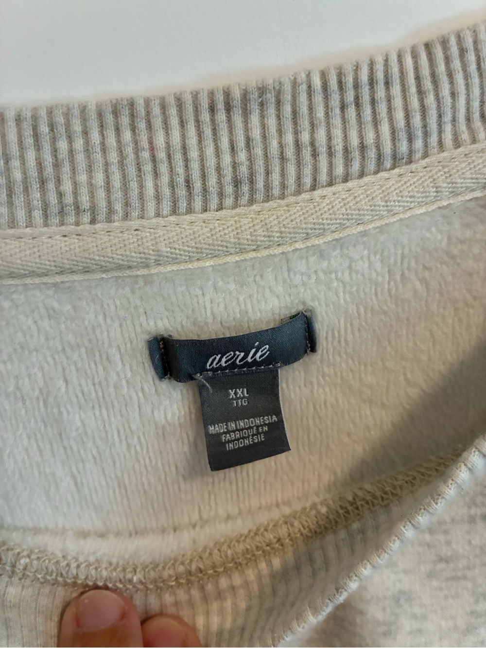 aerie Relaxed Scoop Neck Sweatshirt in Cream - Picture 3 of 4